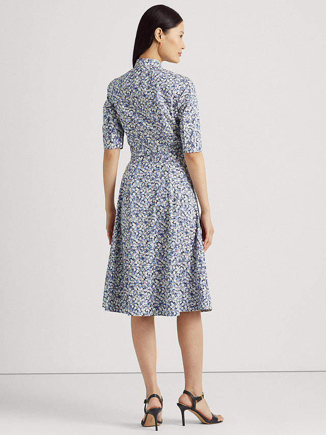 Lauren Ralph Lauren Finnbarr Floral Shirt Dress, Blue/Cream/Pink, 6