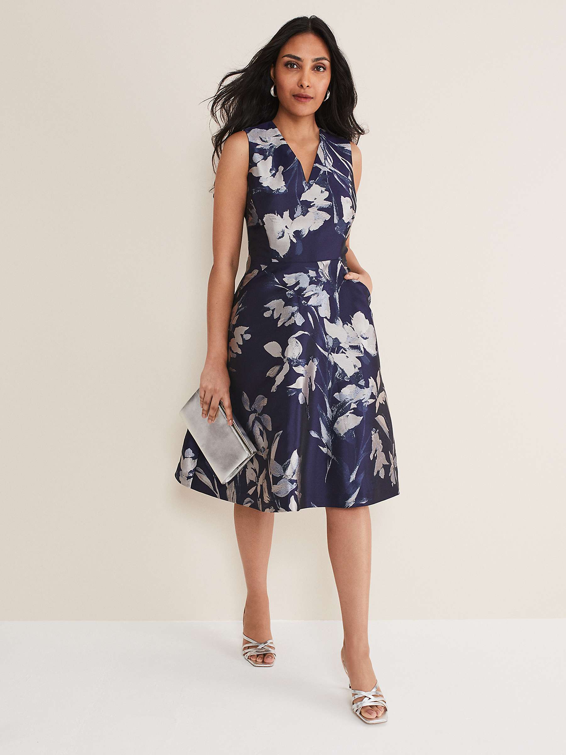 Buy Phase Eight Petite Cassy Floral Print Dress, Navy/Multi Online at johnlewis.com