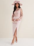 Phase Eight Petite Adeline Lace Bodice Midi Dress, Antique Rose