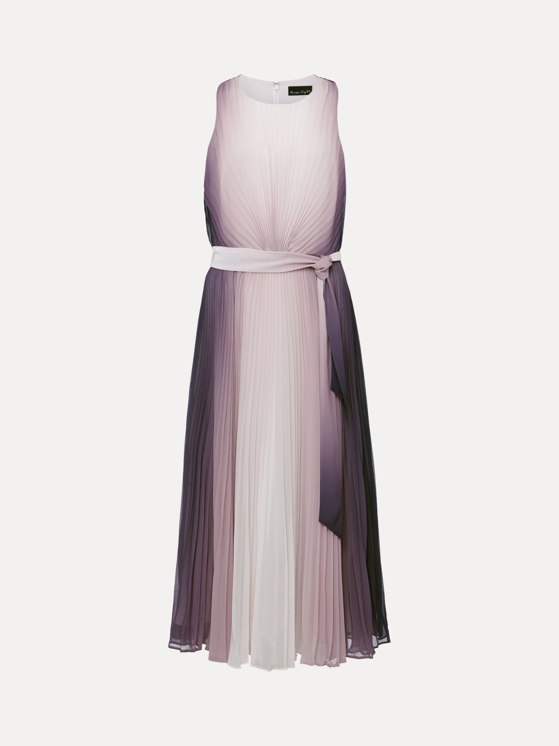 Phase Eight Petite Simara Pleated Midi Dress, Latte/Navy, 8