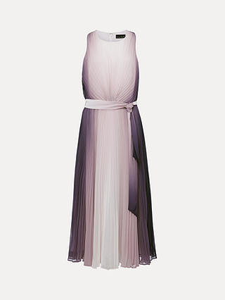 Phase Eight Petite Simara Pleated Midi Dress, Latte/Navy