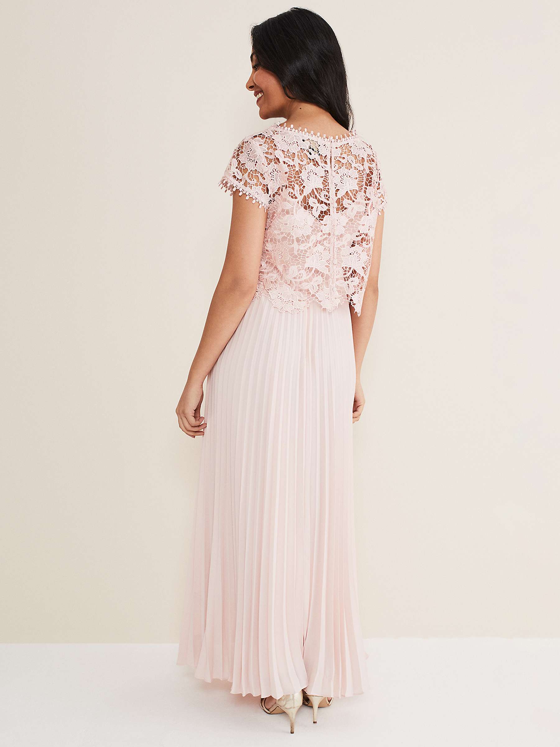 Buy Phase Eight Petite Michelle Lace Bodice Pleated Maxi Dress, Antique Rose Online at johnlewis.com