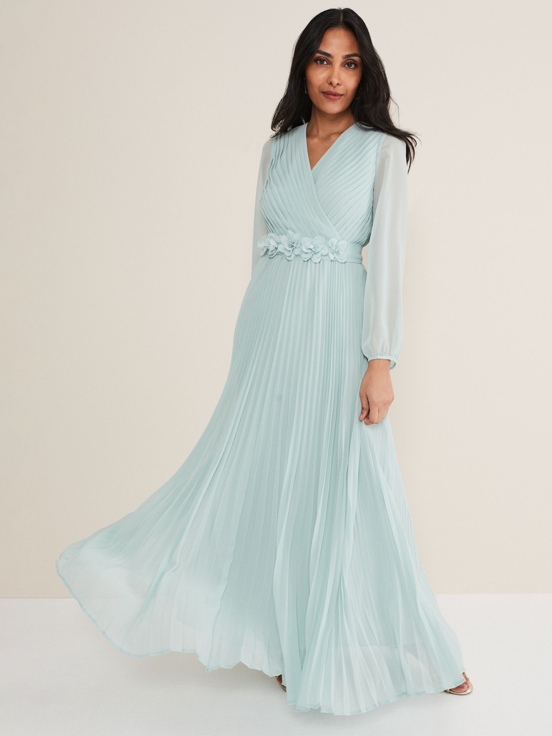 Phase Eight Petite Alecia Pleated Maxi Dress, Peppermint at John Lewis ...