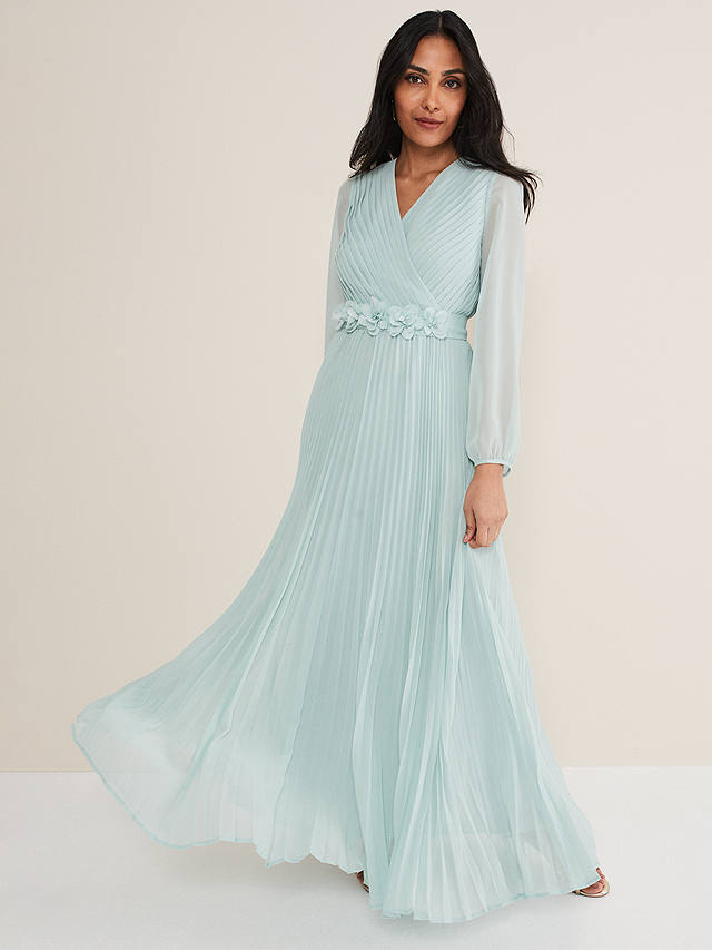 Phase Eight Petite Alecia Pleated Maxi Dress, Peppermint