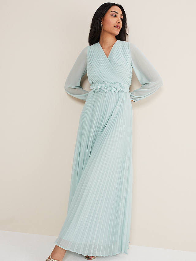 Phase Eight Petite Alecia Pleated Maxi Dress, Peppermint