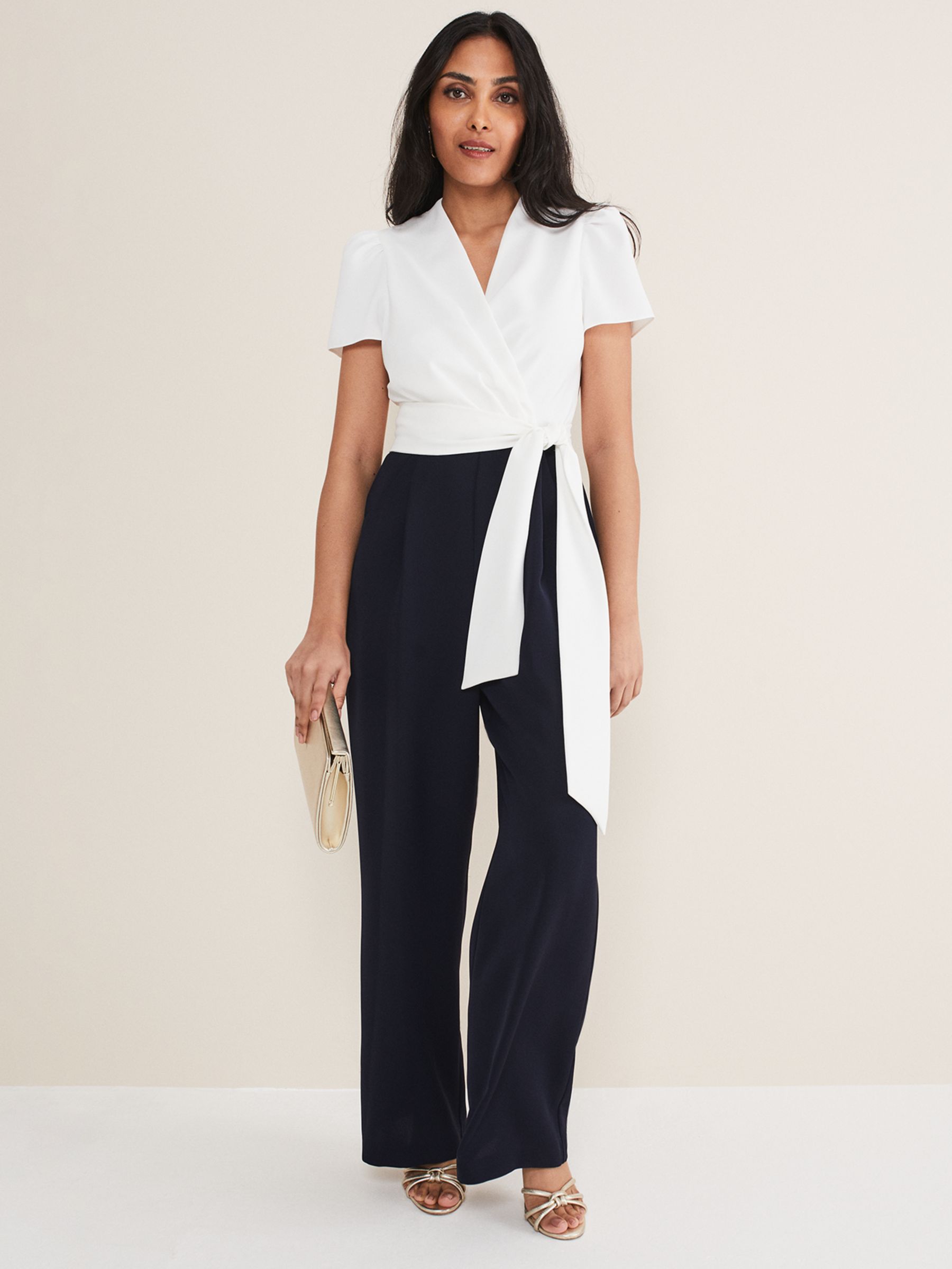 Buy Phase Eight Petite Eloise Wide Leg Jumpsuit, Ivory/Navy Online at johnlewis.com