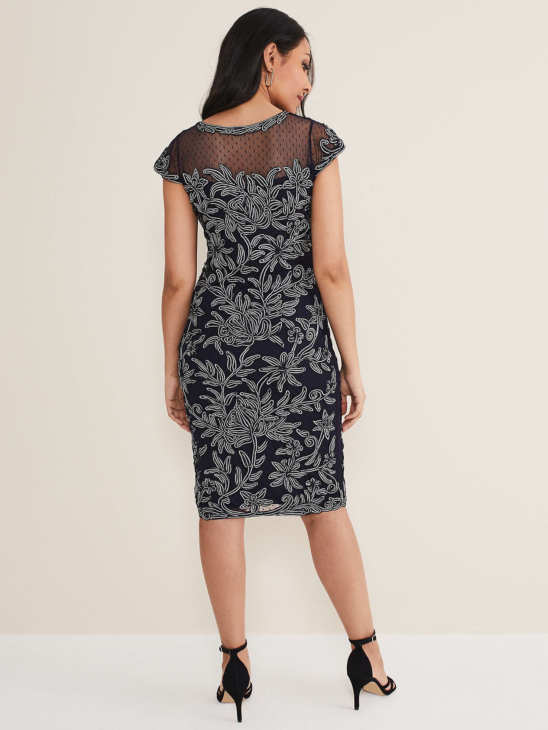 Buy Phase Eight Petite Zila Tapework Dress, Navy/Ivory Online at johnlewis.com
