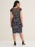 Phase Eight Petite Zila Tapework Dress, Navy/Ivory