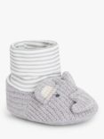 John Lewis Baby Elephant Sock Slippers, Grey