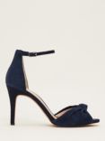 Phase Eight Knot Front High Heel Suede Sandals, Navy