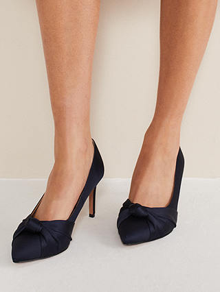Phase Eight Satin Knot Front Court Shoes, Navy