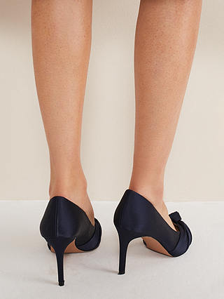 Phase Eight Satin Knot Front Court Shoes, Navy
