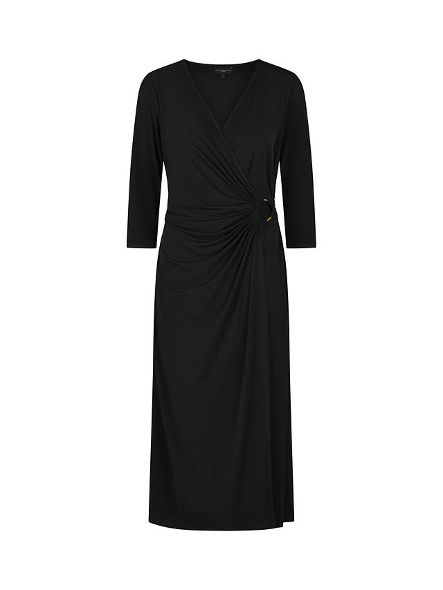 Live Unlimited Ring Detail Wrap Jersey Midi Dress, Black at John Lewis ...