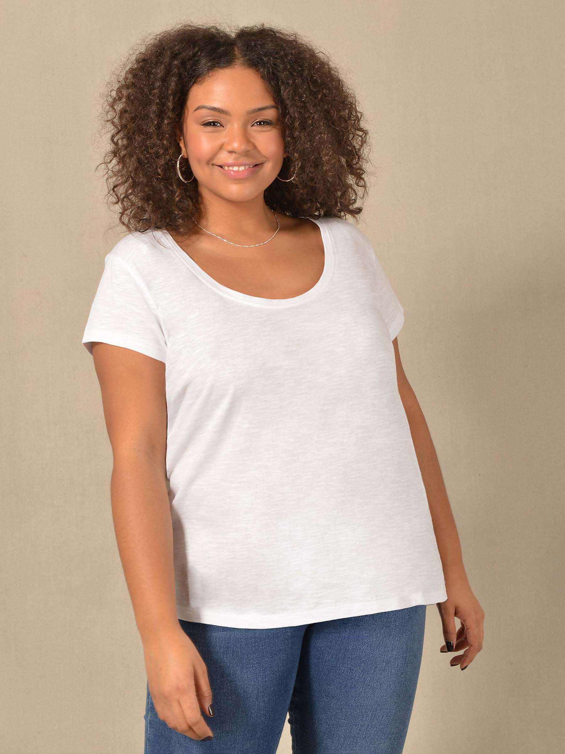 Buy Live Unlimited Curve Textured Scoop Neck T-Shirt Online at johnlewis.com