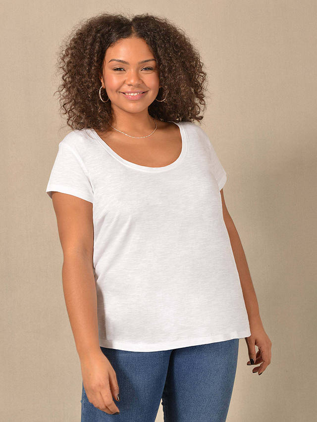 Live Unlimited Curve Textured Scoop Neck T-Shirt, White