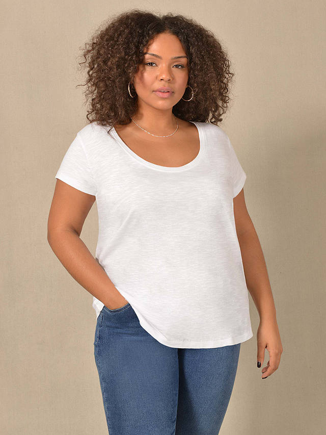 Live Unlimited Curve Textured Scoop Neck T-Shirt, White