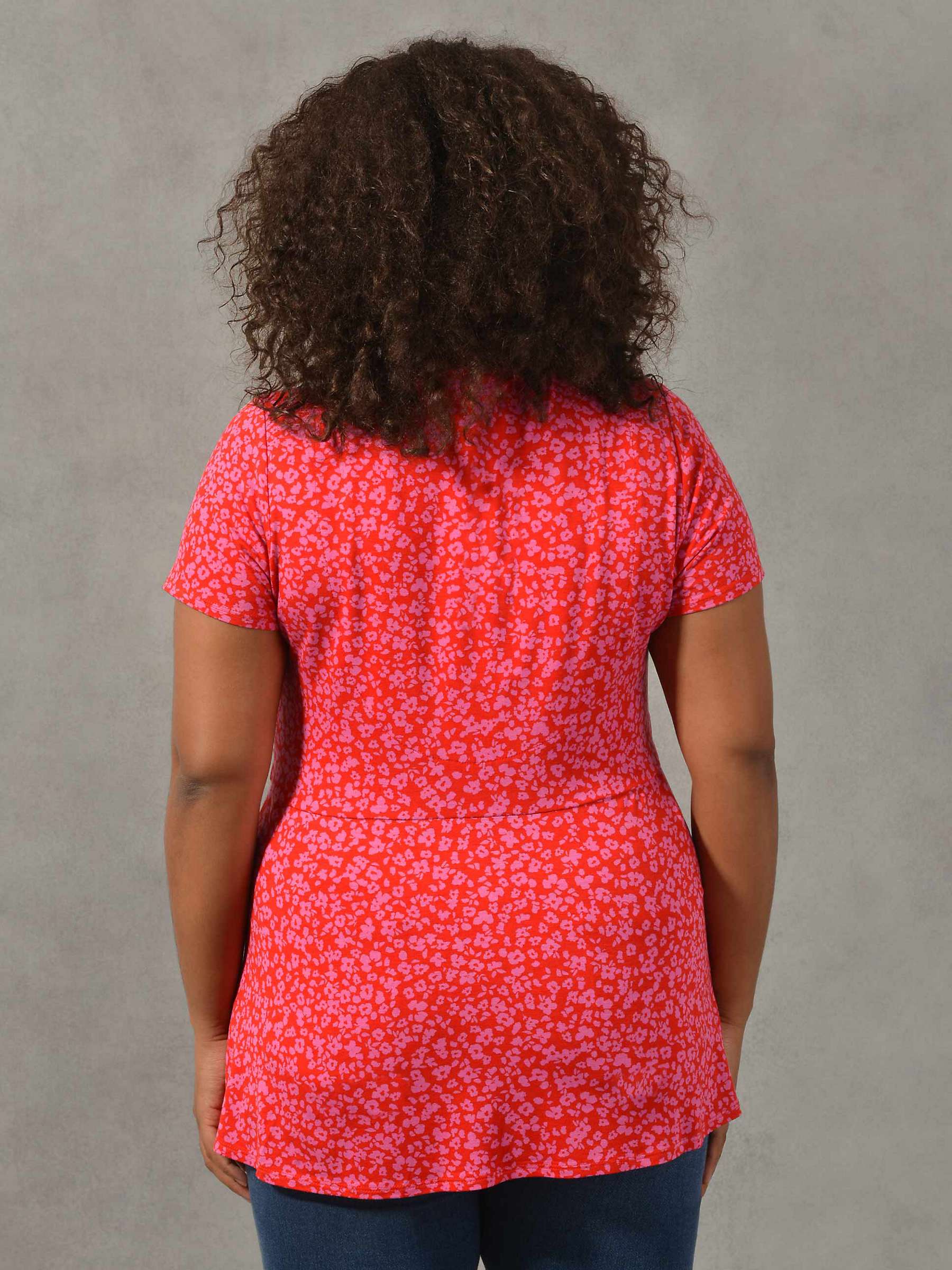 Buy Live Unlimited Curve Floral Print Jersey Wrap Top, Red Online at johnlewis.com