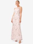 Adrianna Papell Floral Sequin Halter Gown, Pink/Silver