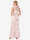 Adrianna Papell Floral Sequin Halter Gown, Pink/Silver, Pink/Silver