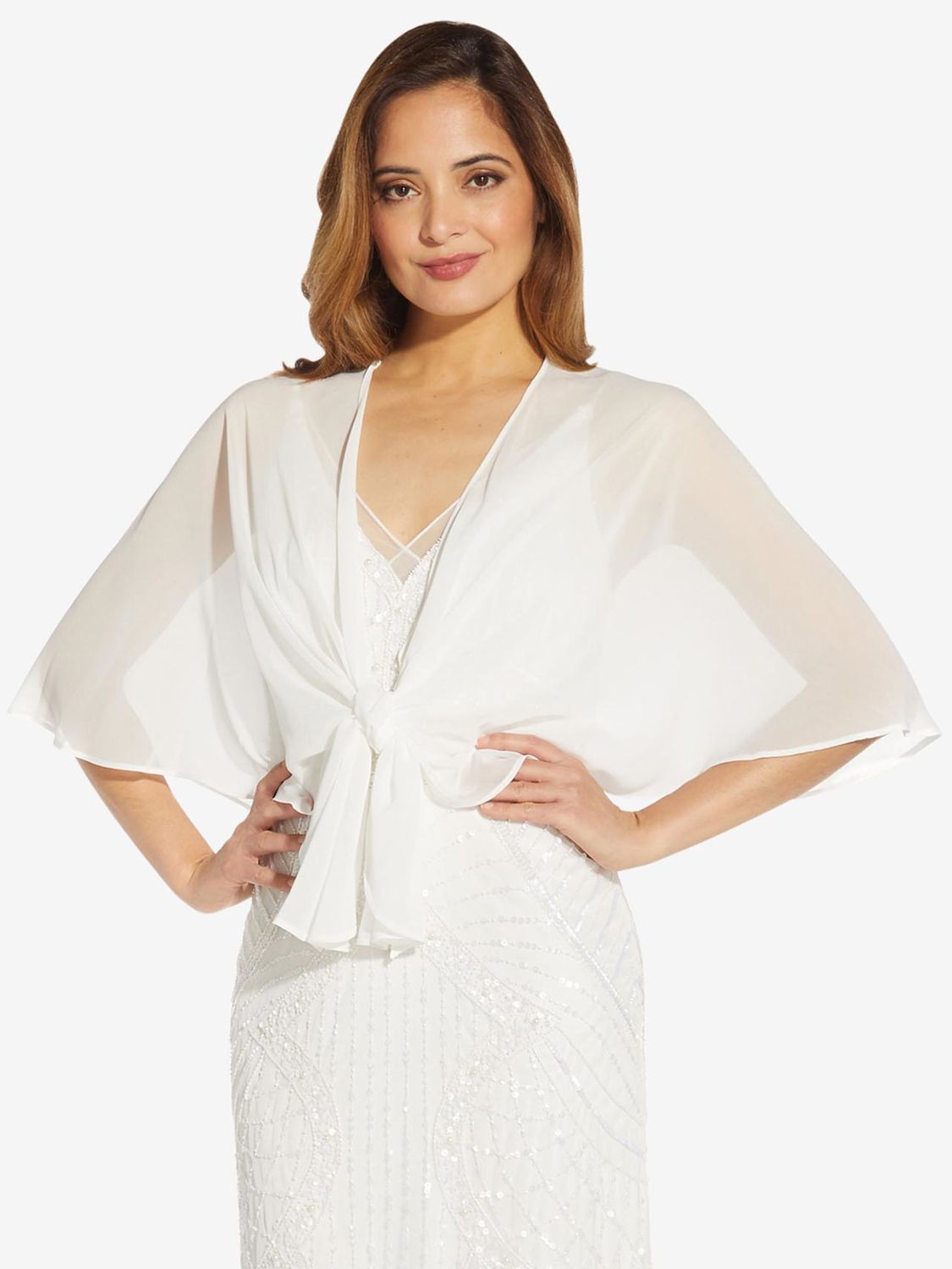 Adrianna Papell Chiffon Cover Up Shawl, Ivory at John Lewis & Partners