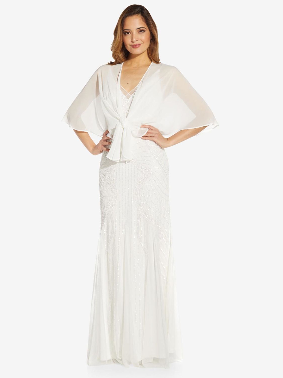 Adrianna Papell Chiffon Cover Up Shawl Ivory at John Lewis Partners