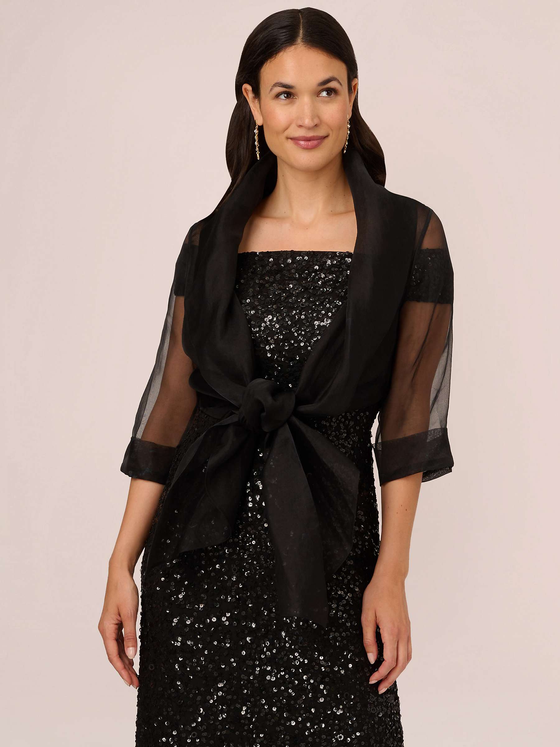 Buy Adrianna Papell Short Sleeve Organza Wrap, Black Online at johnlewis.com