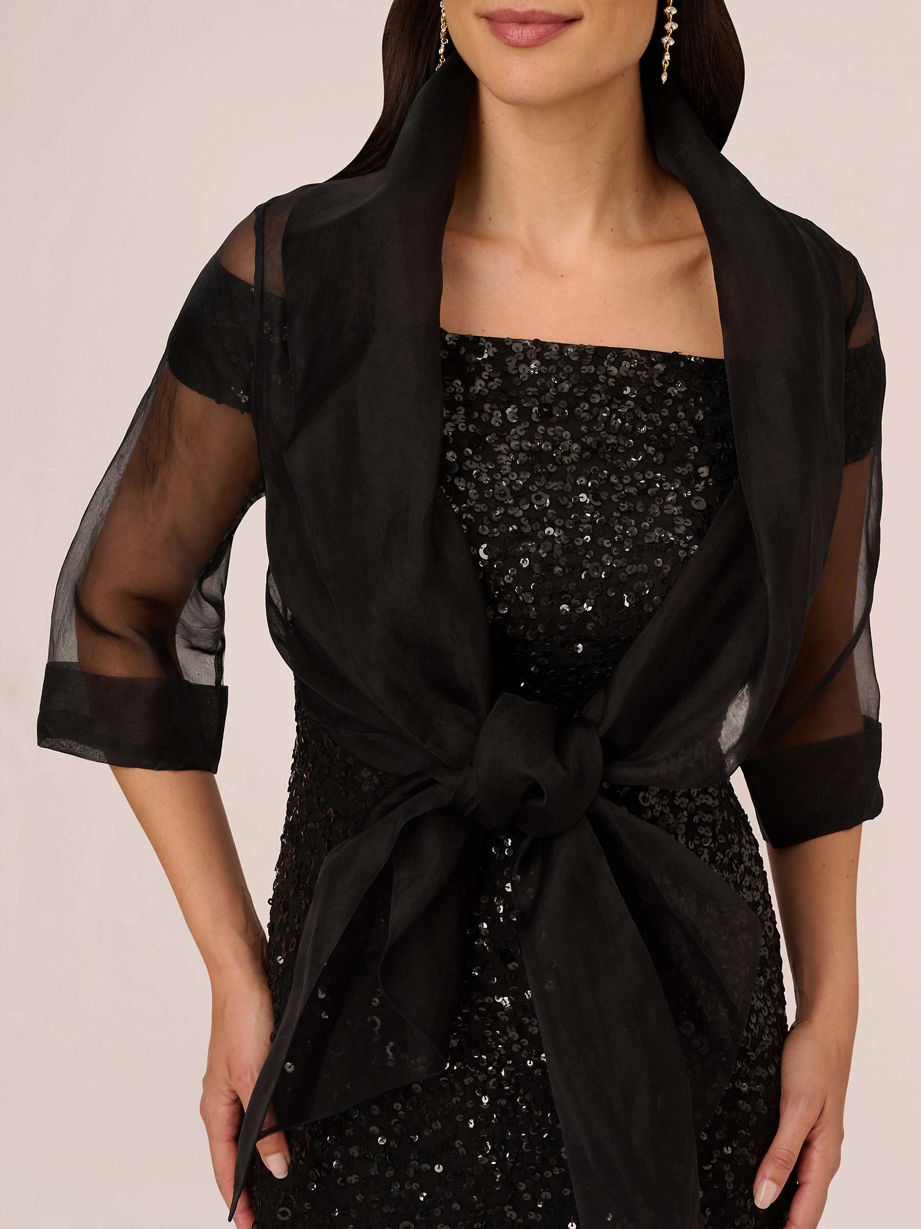 Buy Adrianna Papell Short Sleeve Organza Wrap, Black Online at johnlewis.com