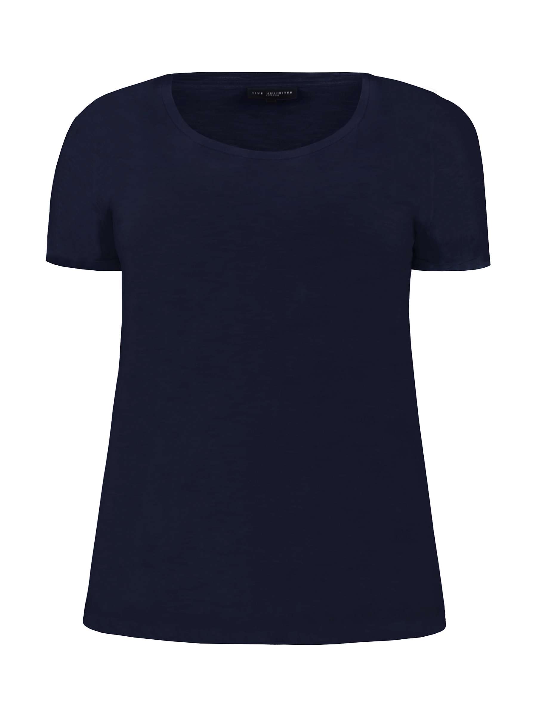 Live Unlimited Curve Textured Scoop Neck T-Shirt, Blue at John Lewis ...