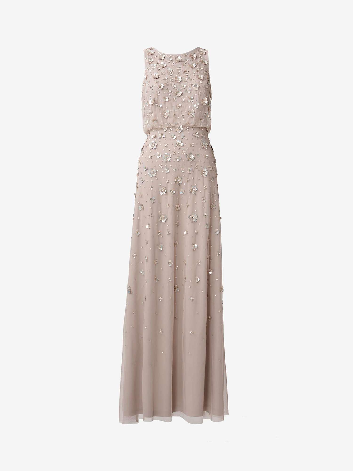 Buy Adrianna Papell Halter Blouson Embellished Gown, Marble Online at johnlewis.com