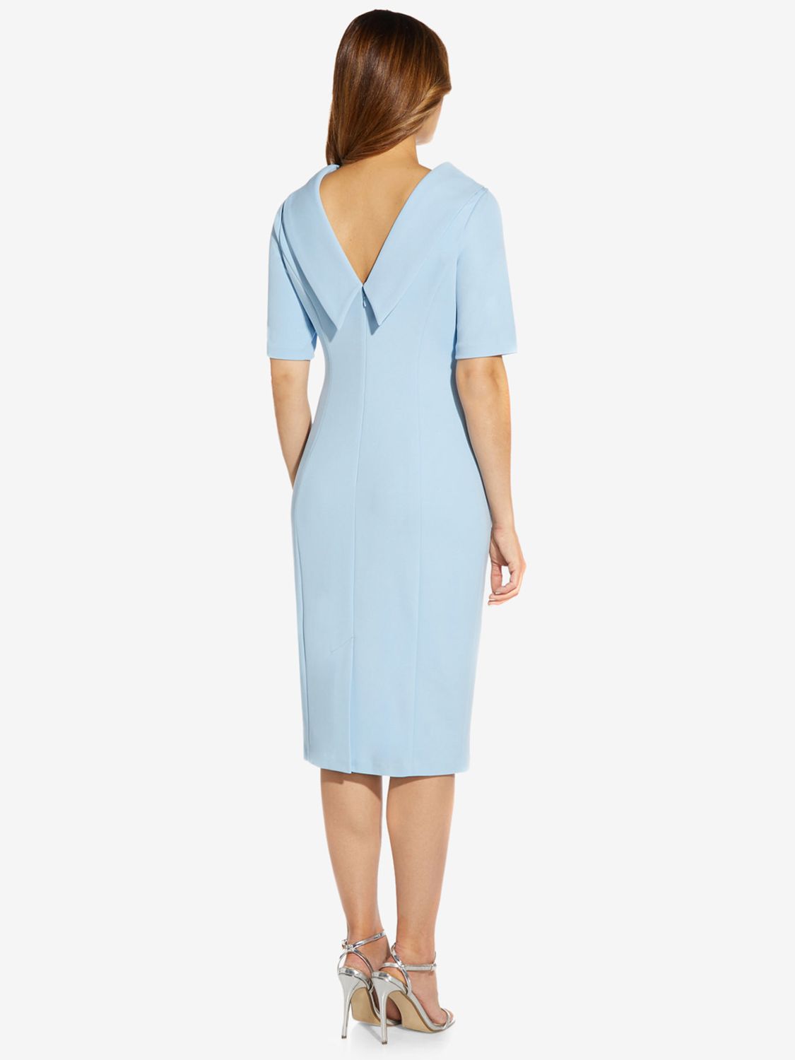 Adrianna Papell Roll Neck Sheath Knee Length Dress Blue Mist at