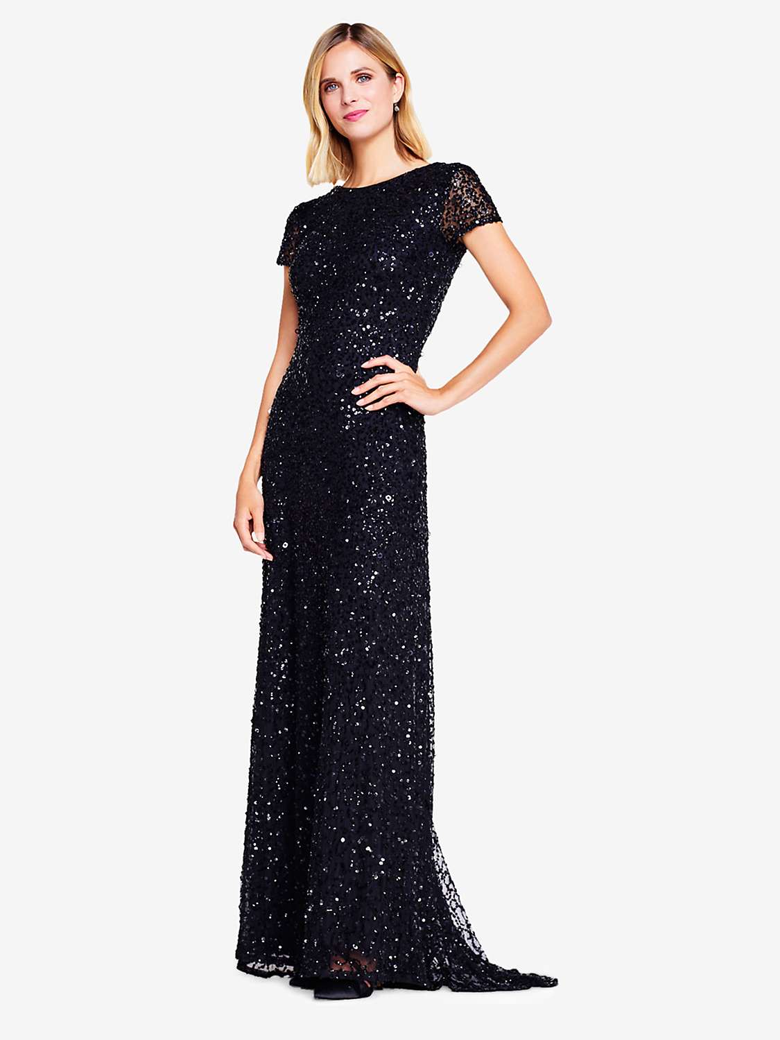 Buy Adrianna Papell Scoop Back Sequin Maxi Dress, Black Online at johnlewis.com