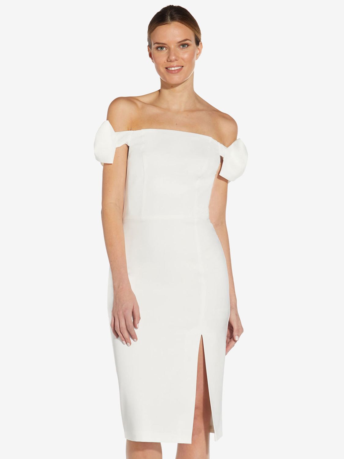 Aidan by Adrianna Papell Off Shoulder Sheath Dress Ivory 6