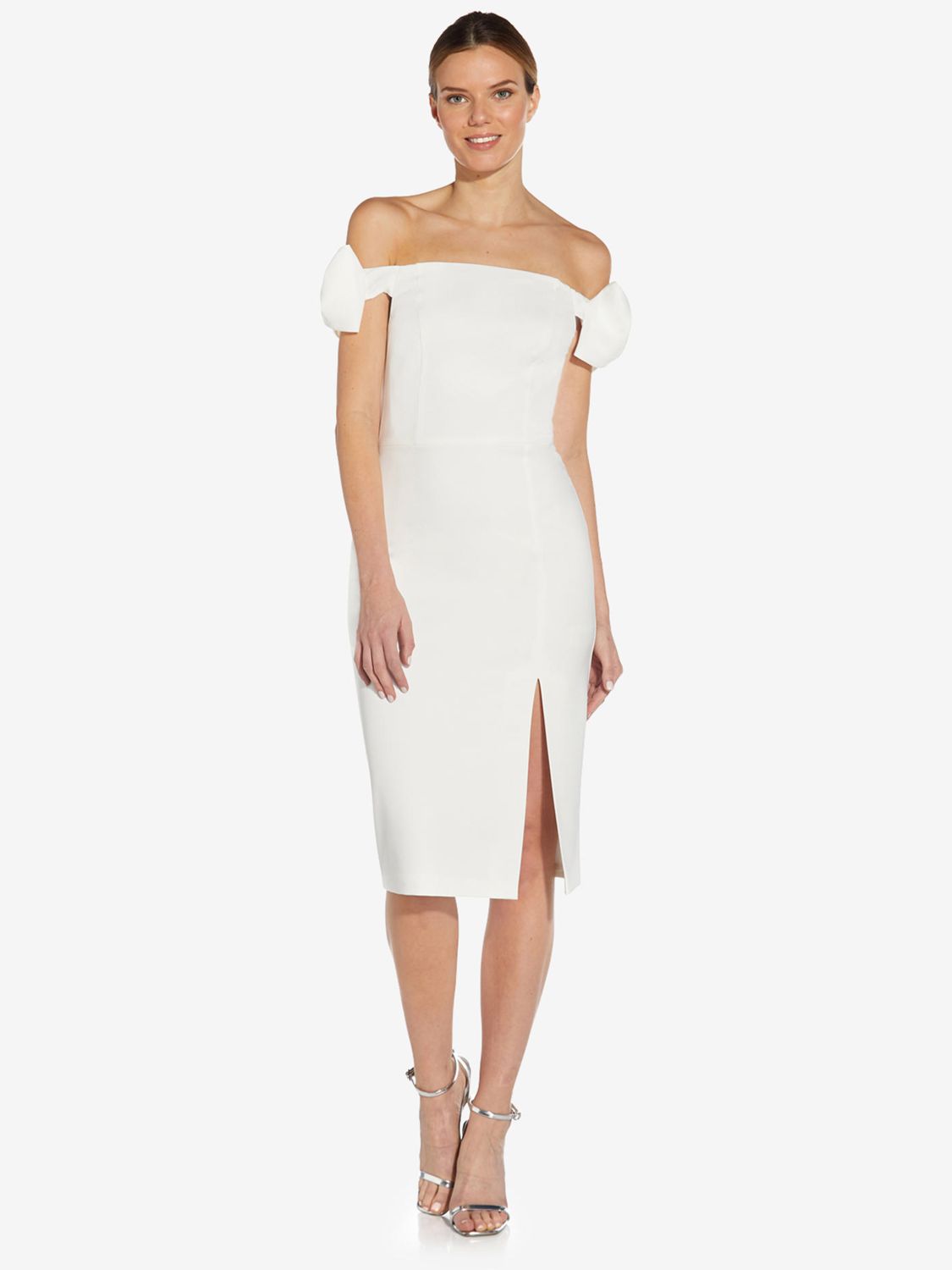 Aidan by Adrianna Papell Off Shoulder Sheath Dress Ivory 6