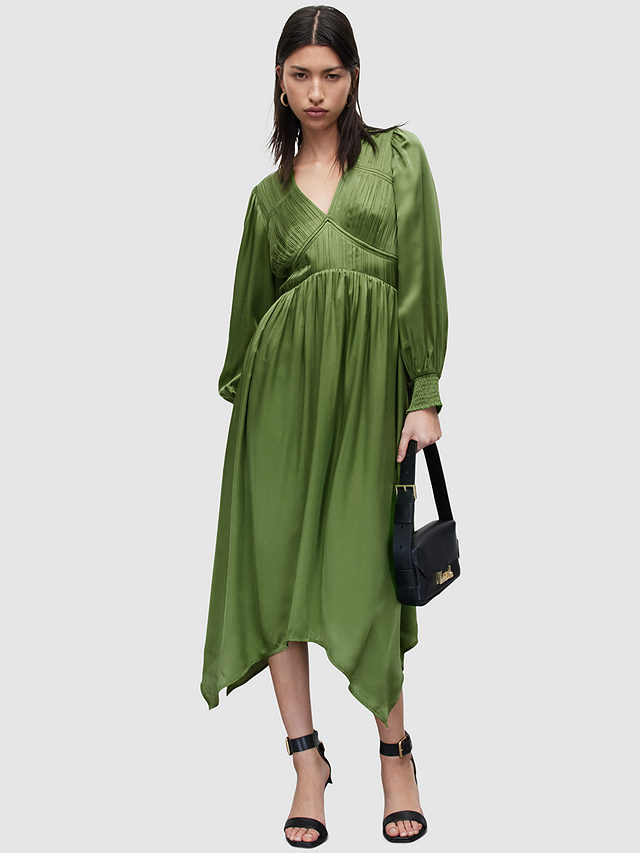 AllSaints Estelle Midi Dress, Green, 8