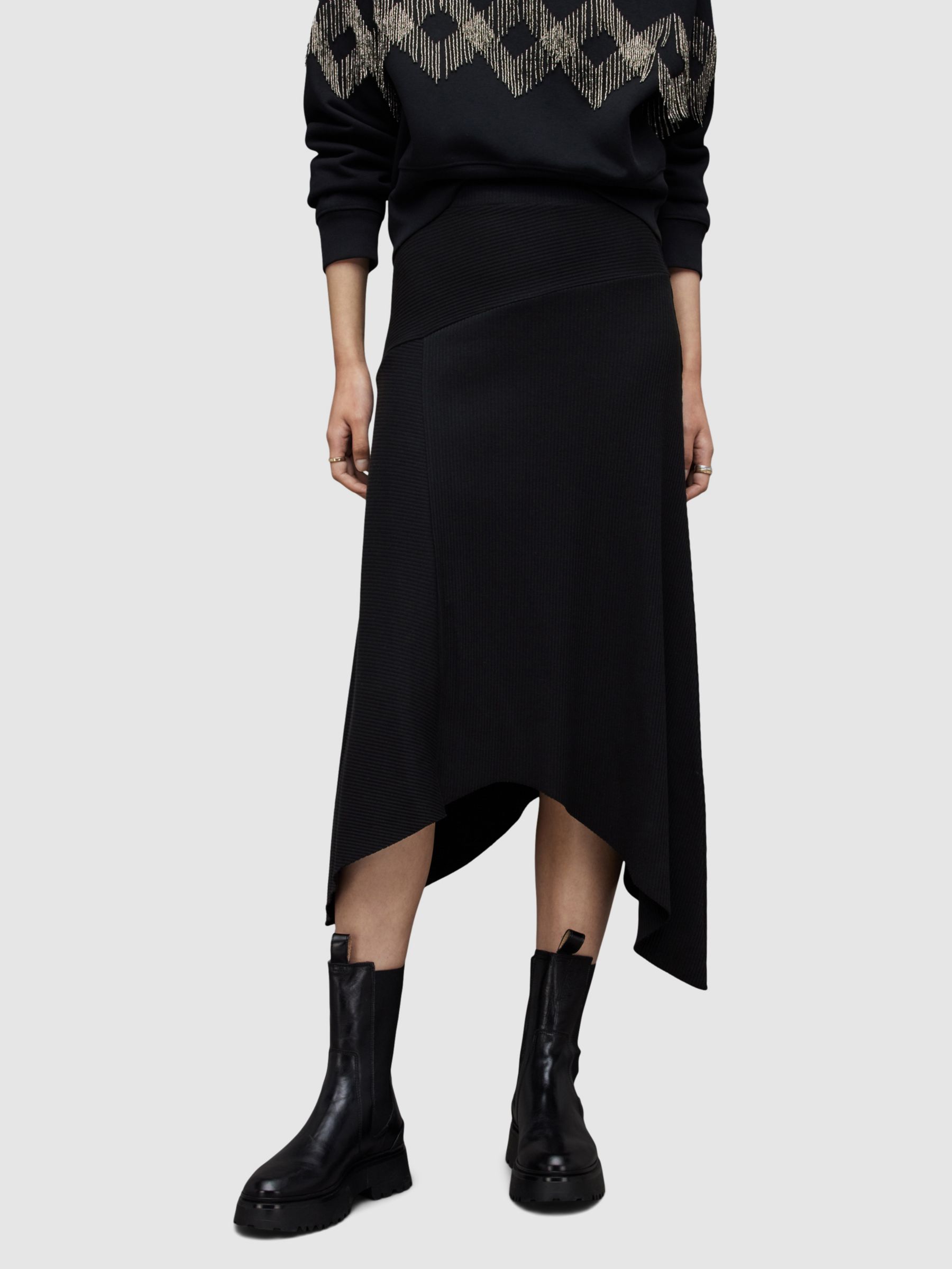Buy AllSaints Gia Skirt, Black Online at johnlewis.com