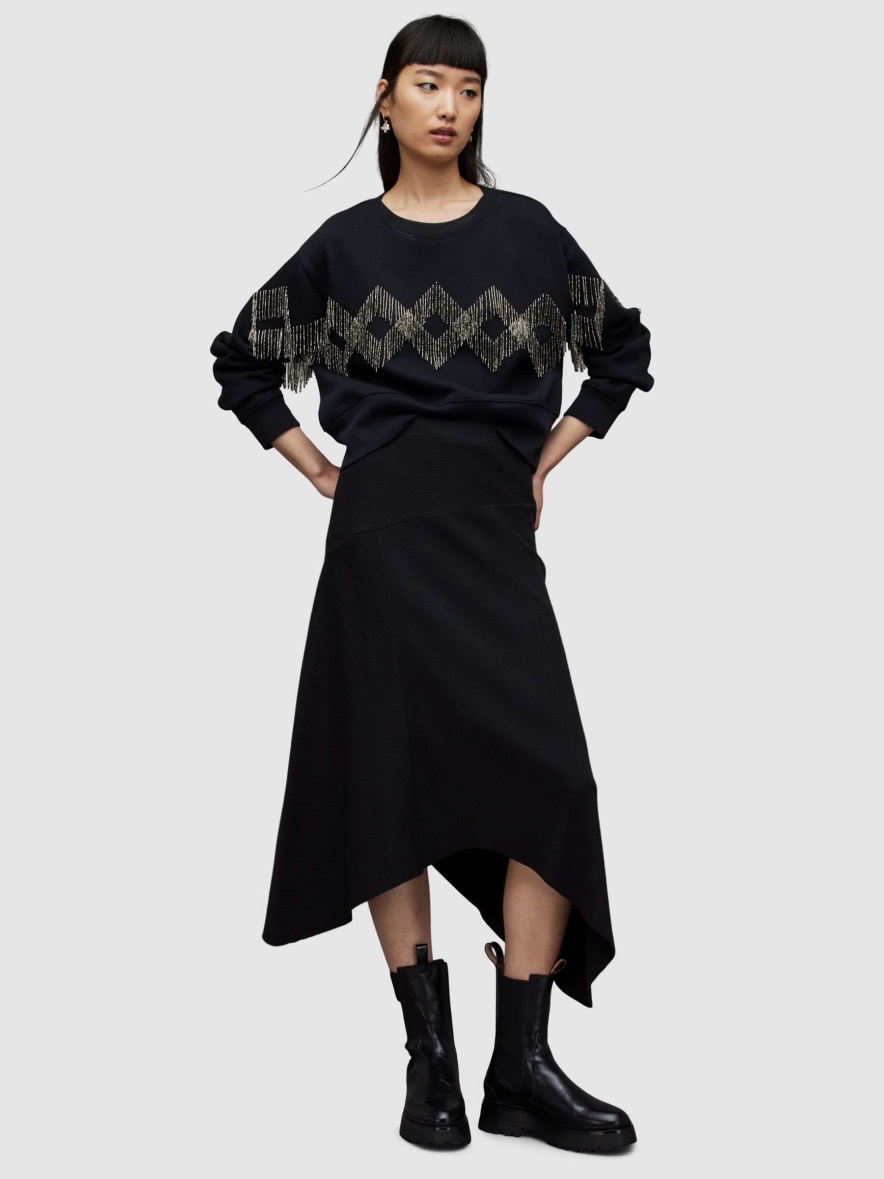 Buy AllSaints Gia Skirt, Black Online at johnlewis.com