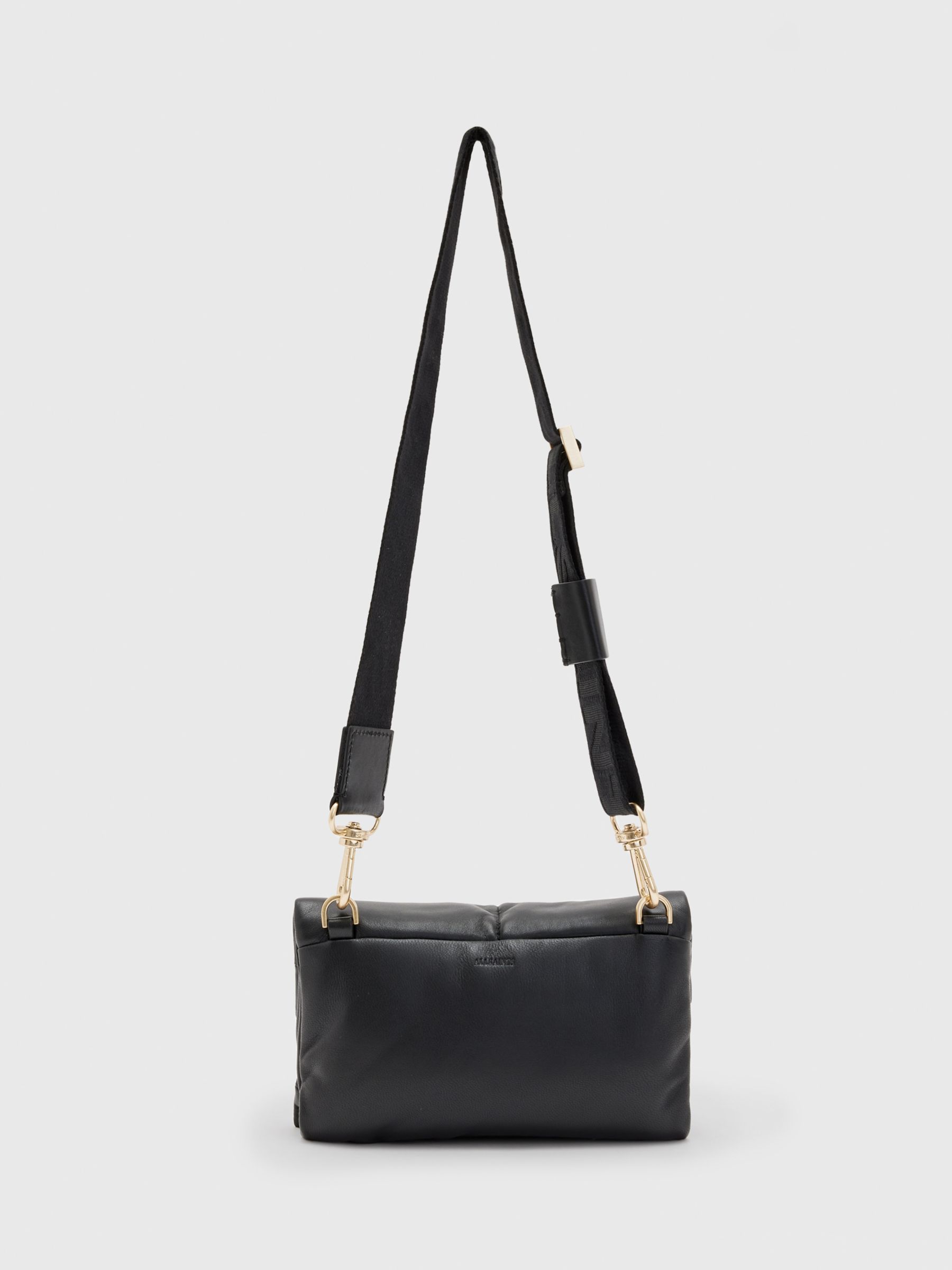 AllSaints Ezra Quilt Crossbody Handbag, Black at John Lewis & Partners