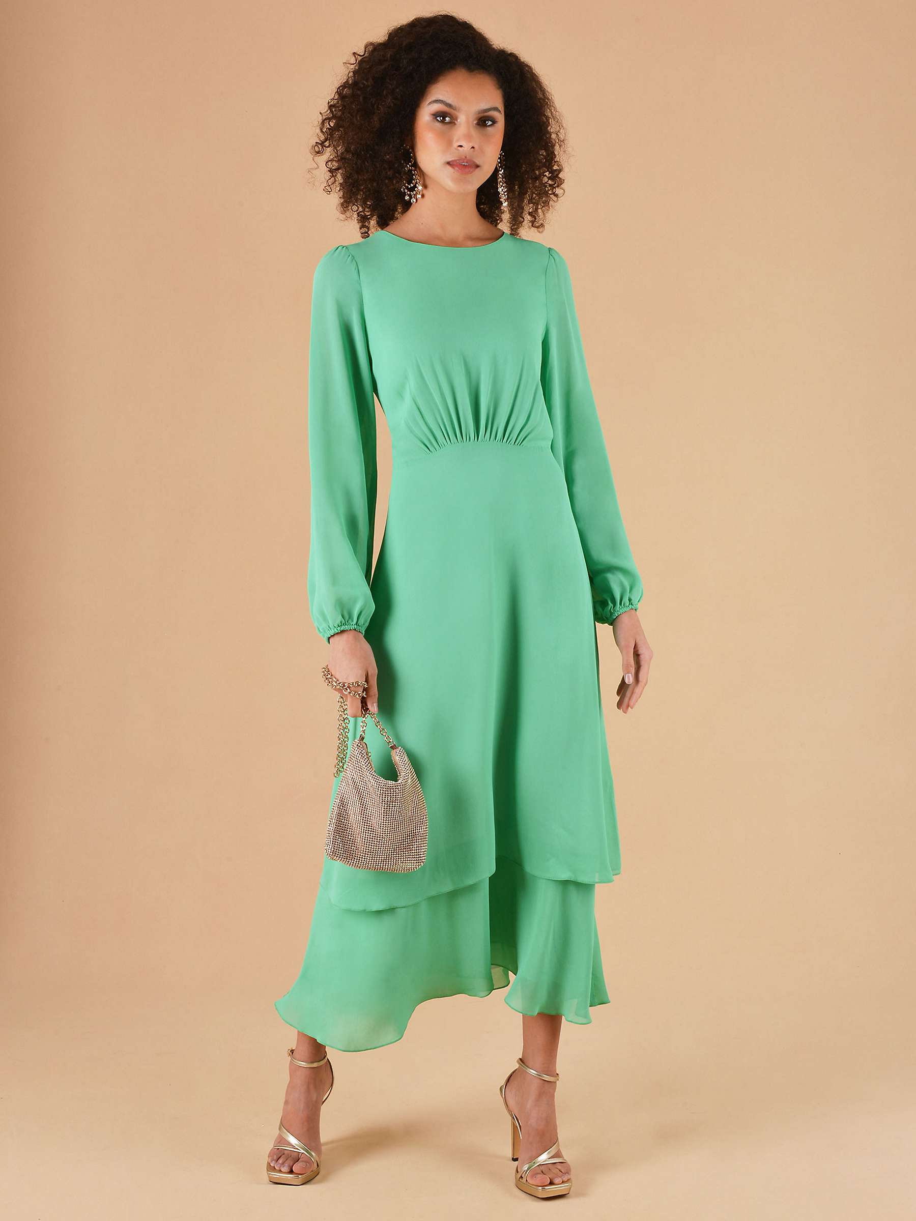 Buy Ro&Zo Frill Detailed Midi Dress, Green Online at johnlewis.com