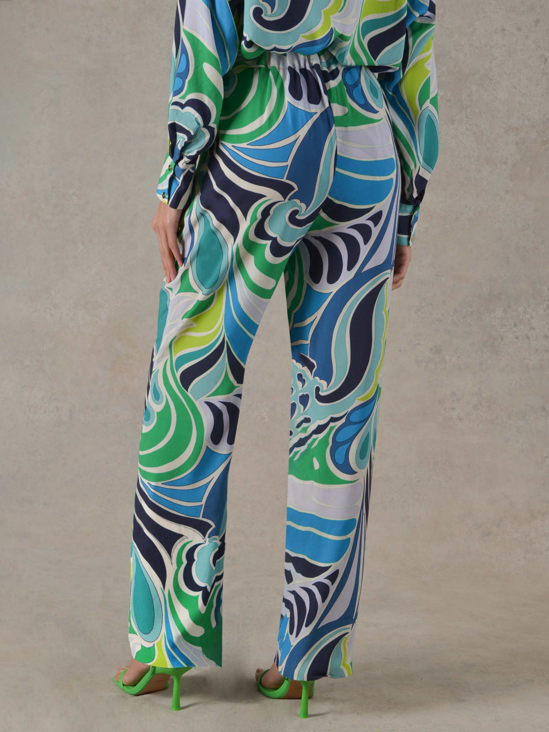 Ro&Zo Swirl Print Trousers, Blue, 6