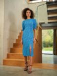 Ro&Zo Swirl Print Midi Sheath Dress, Blue/Multi