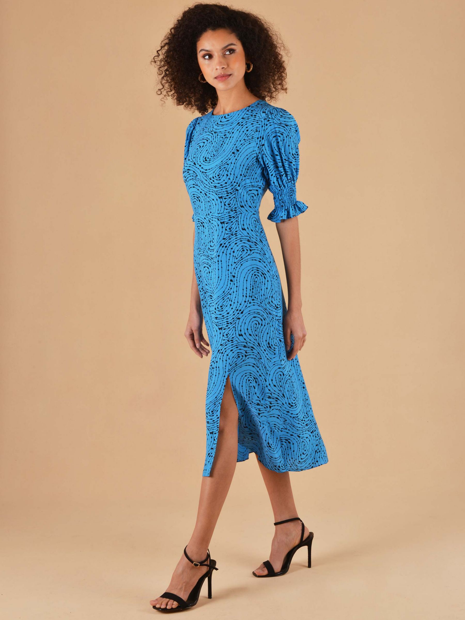 Buy Ro&Zo Swirl Print Midi Sheath Dress, Blue/Multi Online at johnlewis.com