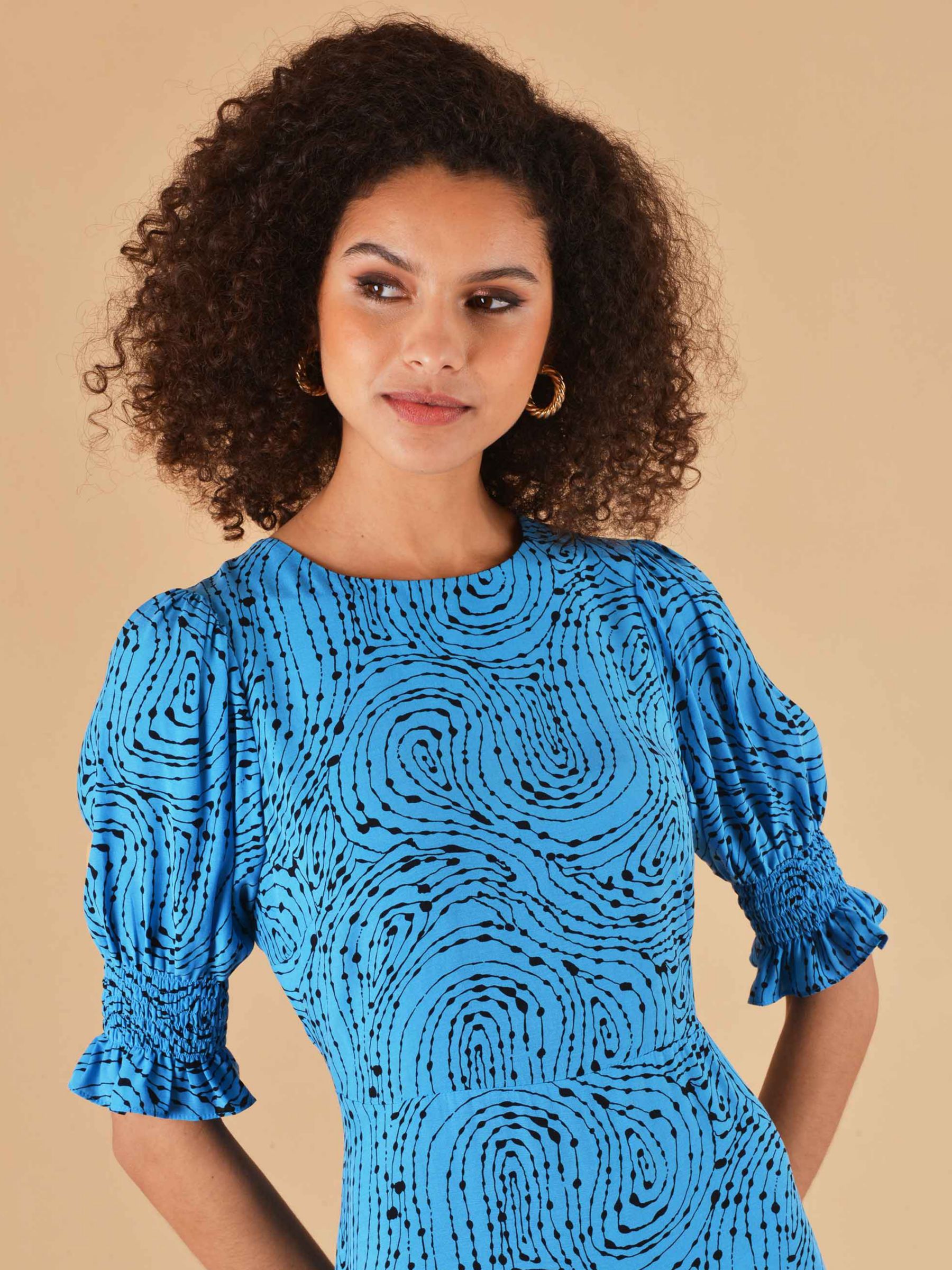 Ro&Zo Swirl Print Midi Sheath Dress, Blue/Multi, 8
