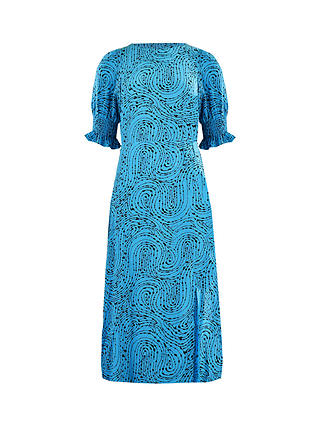 Ro&Zo Swirl Print Midi Sheath Dress, Blue/Multi