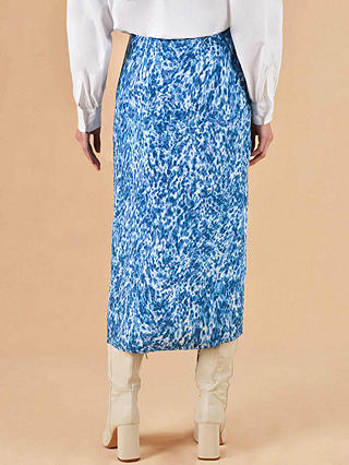 Ro&Zo Blurred Animal Print Wrap Skirt, Blue