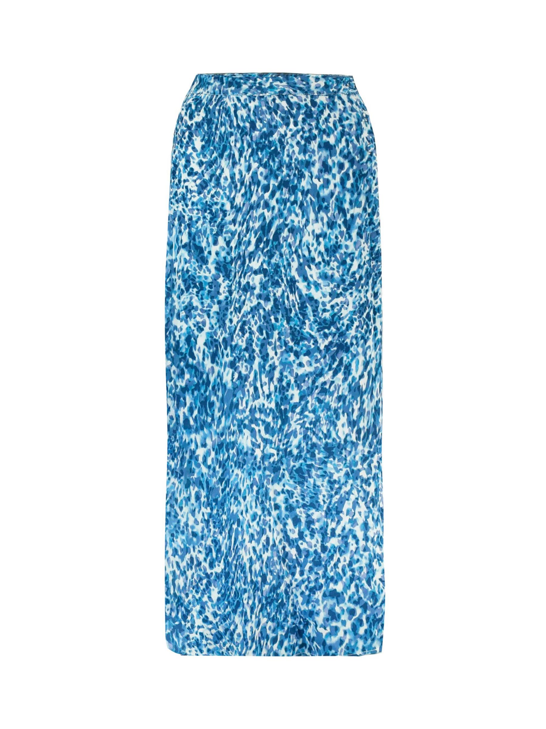 Ro&Zo Blurred Animal Print Wrap Skirt, Blue at John Lewis & Partners