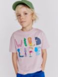 Mini Boden Kids' Slogan T-Shirt, French Pink Wildlife
