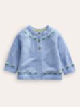 Mini Boden Baby Floral Embroidered Cardigan, Brunnera Blue