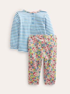 Mini Boden Baby Jersey Logo Pocket Leggings & T-Shirt Set, Vanilla, 0-3 months