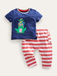 Mini Boden Baby Appliqué Leggings & T-Shirt Set, Navy Frog, 0-3 months
