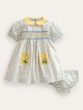 Mini Boden Baby Nostalgic Smocked Dress & Bloomers Set, Vista Blue